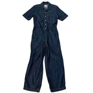 Levi’s ‘Off to the races’ 100% cotton dark wash short sleeve jumpsuit size S